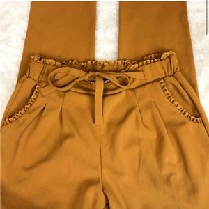 Soho Apparel Mustard Yellow Paper Bag Style Pant